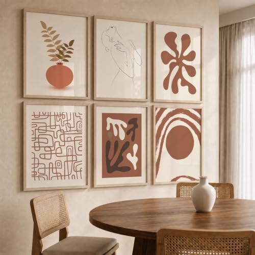 Image of kotart Boho Theme Digital Painting for Wall Decoration - Minimal Art Prints Living Room Bedroom Office Decor (14X20 Inch, J) Pack of 6