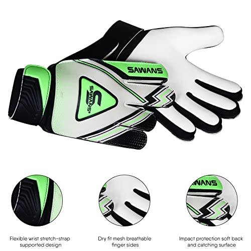 SAWANS Football Goalkeeping Gloves Boys Kids Children Youth Adult Soccer Goalie Protection Goal Keeper Gloves Finger Support Wrist Junior Anti Slip Palm (Size 2 for 4 to 5 year old - Image 3