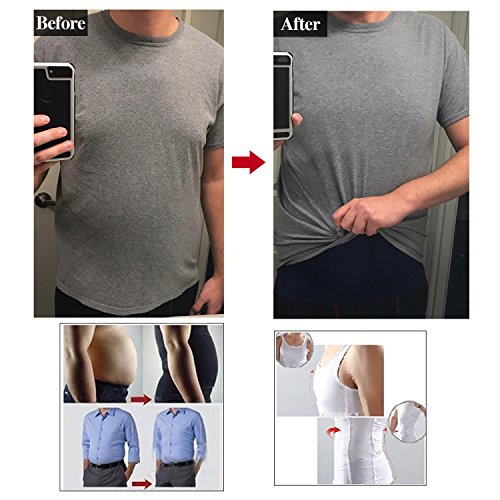 GKVK Mens Slimming Body Shaper Vest Shirt Abs Abdomen Slim,L(chest size 96cm-101cm/38inches-40inches),Blue - Thumbnail 3