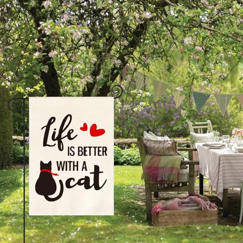 Drapeau de jardin double face avec motif chat cœur pour décoration extérieure - 5