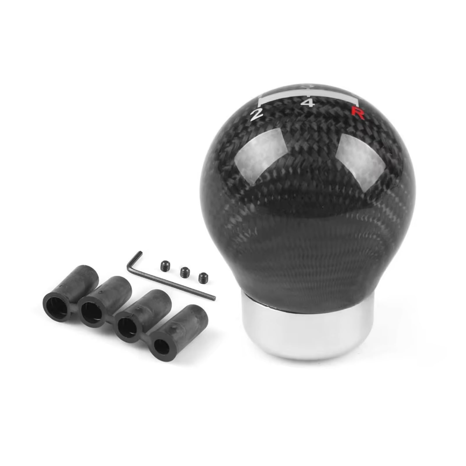 5/6-Gang-Schaltknauf Aus Kohlefaser Runde Kugelform Schalthebel Für Schaltgetriebe M8 X 1,25, M10 5 Schaltknauf Auto Schalthebel(5speed Ball Shape)