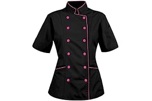 Professional Short Sleeve Women's Ladies Chef's Coat with Pink Trim