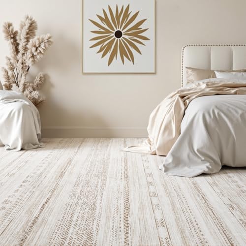 9x12 Area Rugs for Living Room Machine Washable Rug Distressed Indoor Carpet Neutral Moroccan Boho Rug Ultra Soft Area Rug for Bedroom Dining Room Playroom Office