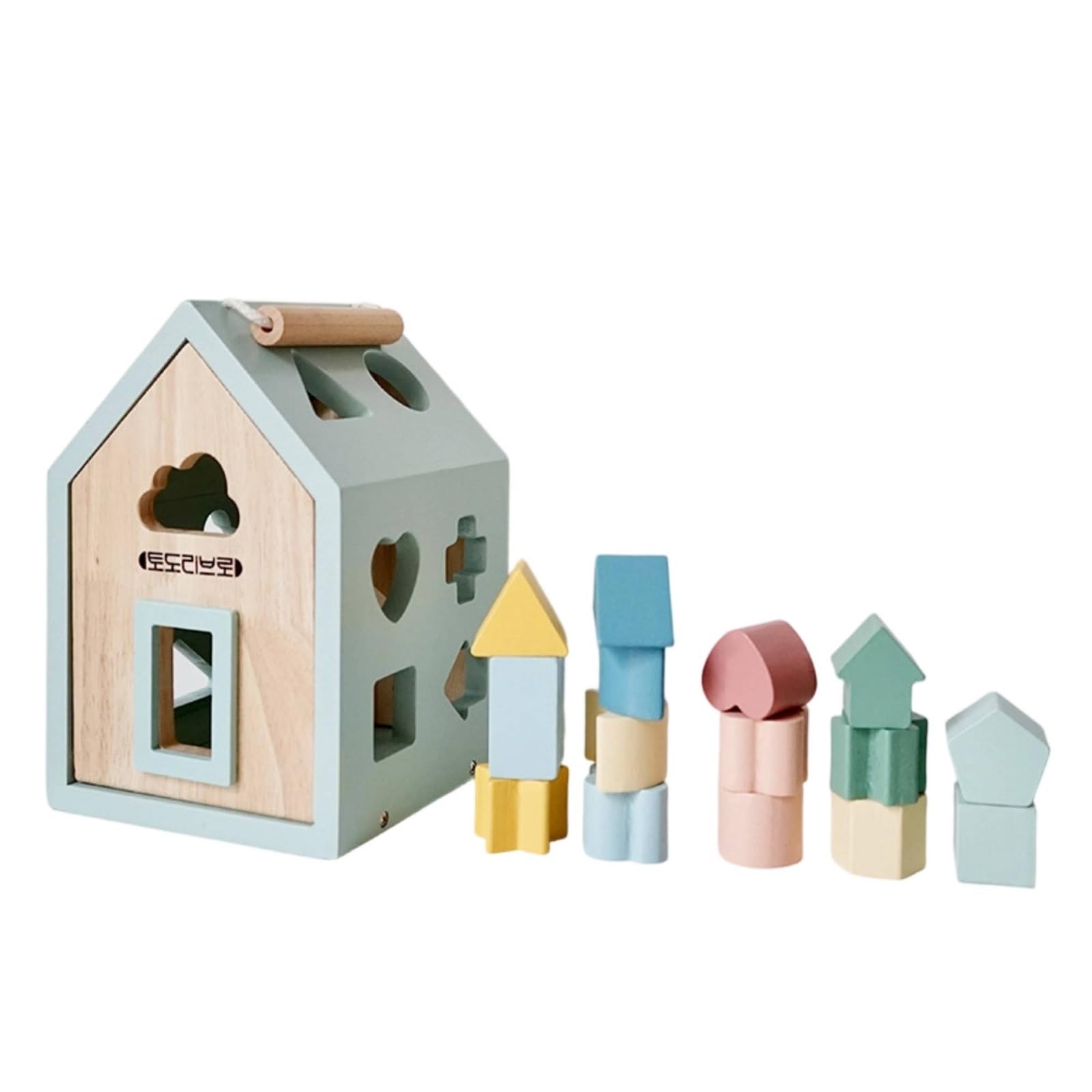 Rompecabezas Geométrico Infantil Casa Clasificadora Bloques Figuras Juguete Madera Portátil Adecuado para Habilidades Motoras Finas Aula Preescolar Rincón de Juego Regalo Infantil