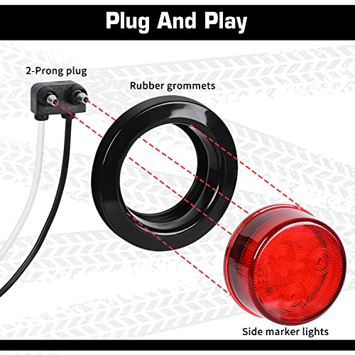 10 Pack (5 Amber + 5 Red) 2" Round Led Side Marker Light, Super Bright 12-24V Grommet Flush Mount 4 Led Clearance Marker Lights W/ Rubber Gaskets For Boat Trailer Truck Rv [Dot Certified] [Ip67] #TOP6
