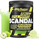 My Supps Scandal - Pre Workout Booster – dein hochdosierter Workout-Booster für jeden Tag – mit dem extra an Citrullin, Koffein & Kreatin, Made in Germany– 420g (Green Apple)