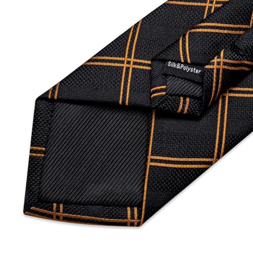 Image of DiBanGu Silk Ties for Men Necktie and Lapel Pin Brooch Set Formal Woven Paisley Plaid Striped Solid Tie Wedding Party