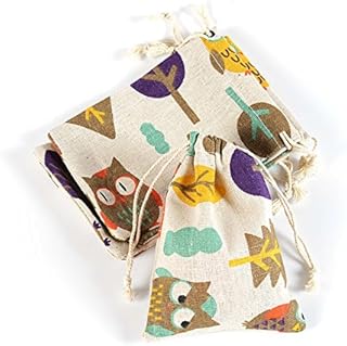 [INEOUT] コットンとリネンのドローストリングバッグの印刷 空の小袋 ジュエリーギフトバッグ 印刷コットンバッグ ギフトバッグ 巾着袋 キャンディーポーチチョコレートポーチパーティーウェディングブライドギフトバッグ 10*14cm 50枚セット