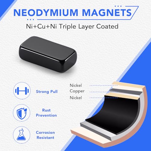 Image of MIKEDE Bar Neodymium Small Magnets, 6x3x2 mm Rectangular Rare Earth Magnets for Crafts, Heavy Duty for Refrigerator, Tool Storage, Whiteboard, DIY-160 Pcs