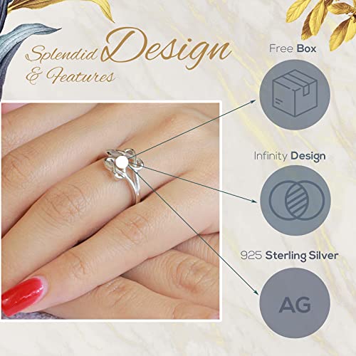 Closeoutwarehouse 925 Sterling Silver Hearts Infinity Fusion Ring (Comes In Colors) (Silver, 8) #TOP2