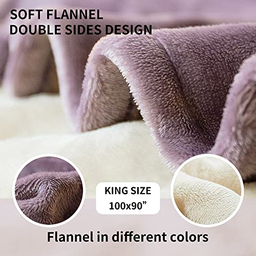 Jet's Home Heated Blanket King 100"X90" - Etl&Fcc Certified Flannel Electric Blanket Machine Washable Heating Blanket With 4 Heating Levels 10 Hours Auto-Off Overheating Protection (Purple) #TOP2