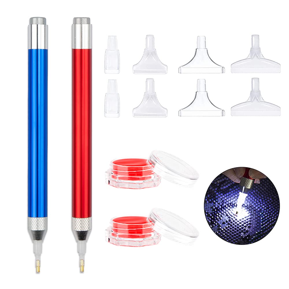 SGERUFZ Stylo Diamant Peinture 5 Embouts + 3 Colles – Outil Perforateur Ergonomique Pour Diamond Painting DIY