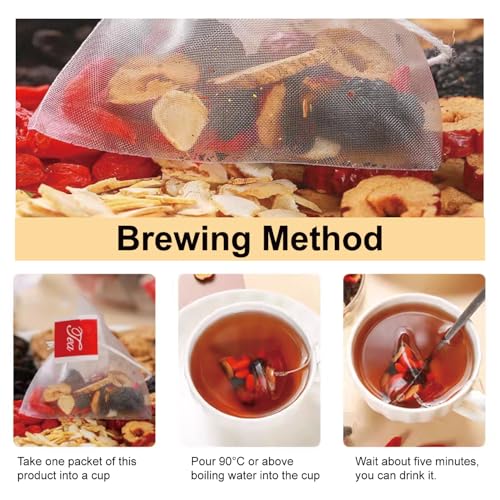 Ginseng Five Treasures Tea Kidney Tea- Wubao Tea Ginseng Six Treasure Tea, Ginseng Red Date Chinese Herbal Tea, Kidney Cleanse Detox Tea for Men & Women (2 Pack(50 pcs))