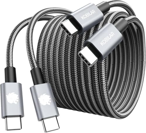 240W USB C Cable 2Pack(6+6ft), Type C Charger Fast Charging, USB C to USB C Fast Charging Cable for MacBook Pro, iPhone 15/16 Pro Max Plus, iPad Pro, Samsung Galaxy 24/23, Notebook, Tablet, Monitor
