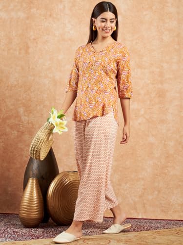 Image of Modeve Women Printed Cotton Night Suit Set with Pyjama /Pallazo Women Lower || Women Pyjama || Lounge Pants II Night Wear