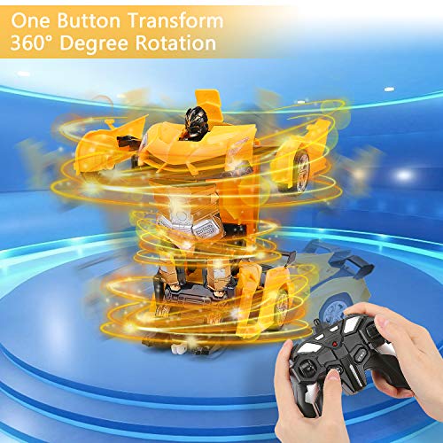 FIGROL Transform RC Racing Car, Upgraded 2020 Independent 2.4G Remote Control Robot Deformation Car Toy for Children RC Racing,with One Button Transformation & 360°Rotating Drifting - Thumbnail 7