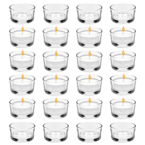 24 PCS Portavelas de Té, Portavelas de Cristal 4,5 cm de Diámetro, para Decoración...