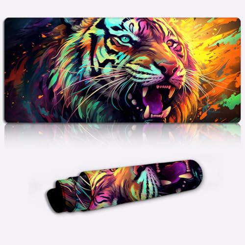 Mousepad Magic Art Tiger Gaming-Mauspad XXL, große Größe (89,9 x 39,9 x 0,3 cm), Tischunterlage, große Größe für MacBook