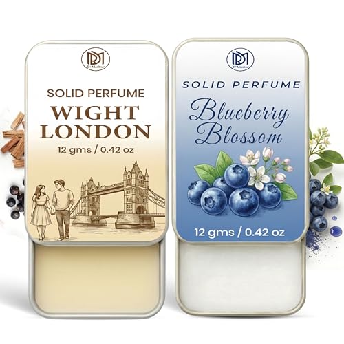 Image of Dr.Mashur Solid Perfume |wight london&blueberry blossom Alcohol Free Wax Perfume Balm, Long Lasting | Pocket Tin 12g, Pack Of 2| Non Greasy Smooth Glide, Travel Friendly Unisex
