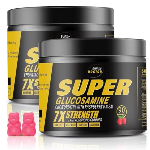 BuiltByDoctor Super Glucosamine Chondroitin Gummies - Extra Strength Joint Support Supplement with...
