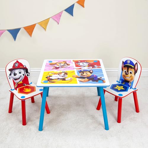 Chambre enfant Pat' Patrouille avec table et chaises de jeu en bois