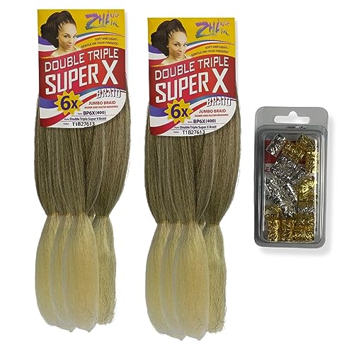2 Jumbos Cabelos Para Tranças Box Braids Super X + KIT de Anéis Reguláveis Acessórios Para Cabelo (T