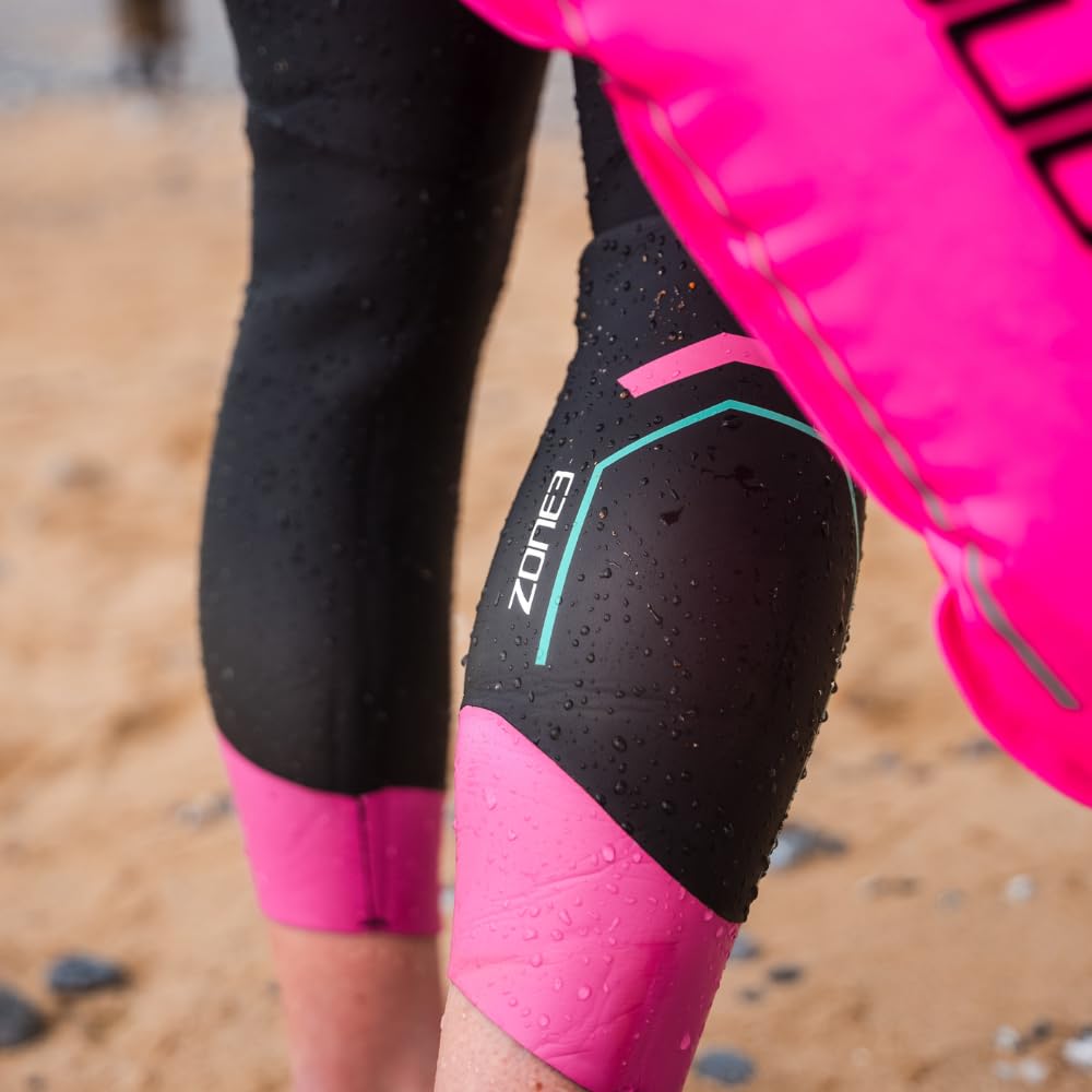 Zone3 Damen Aigle Triathlon Neoprenanzug - Schwarz Rosa Türkis - Easy Stretch
