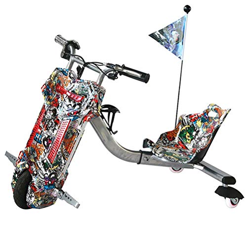 YIAIY Infantil Eléctrico Triciclo, Drift Temporizador De Cabina, Cola Deriva De Coches, Eléctrico Monopatín Kart, Apto para Niños De Más De 5 Años De Edad O Adultos,F