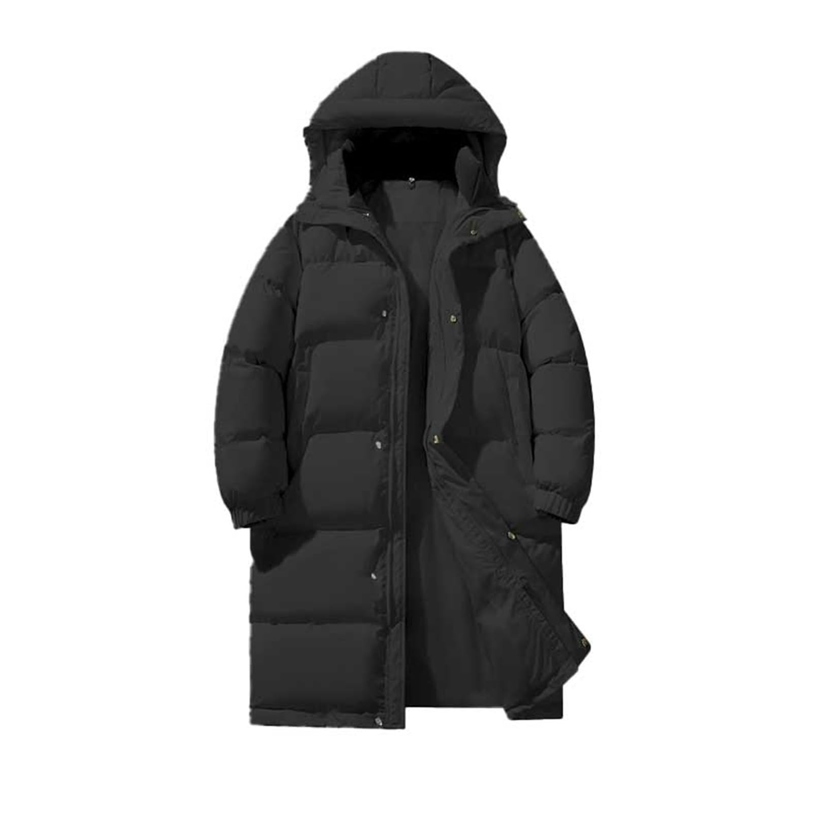 Piumino da uomo con cappuccio lungo, piumino lungo da uomo cappotti trapuntati lunghi piumino lungo cappotto da uomo parka con cappuccio trapuntato spesso capispalla impermeabile piumino