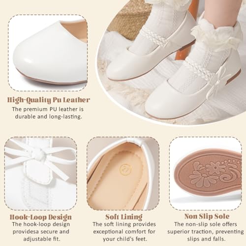 KIDSUN Toddler Girls Dress Shoes Mary Jane Flats Bow Princess Ballerina Wedding Party Back to School Shoes for Kids2