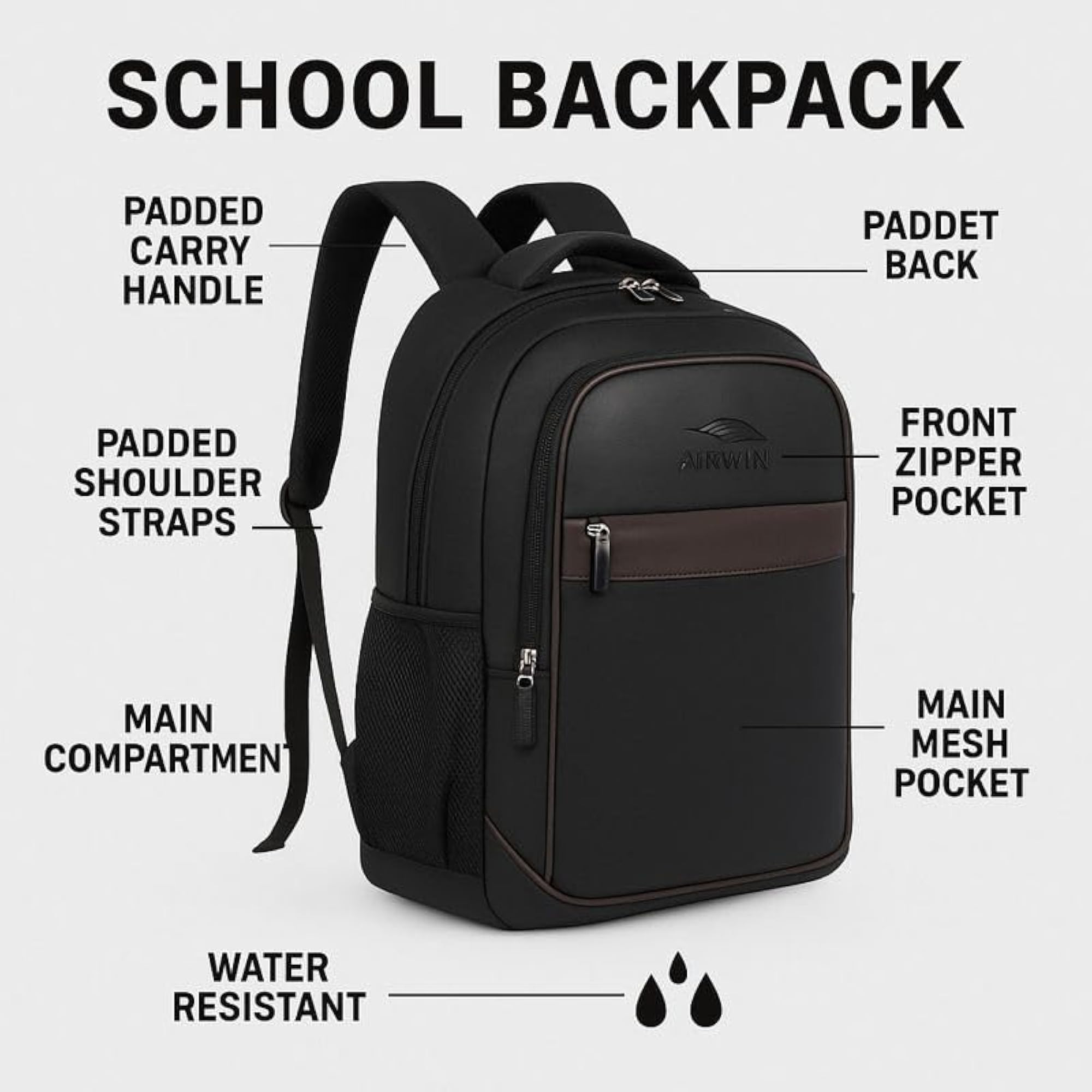 Premium 18-Inch School Backpack for Boys & Girls, Stylish