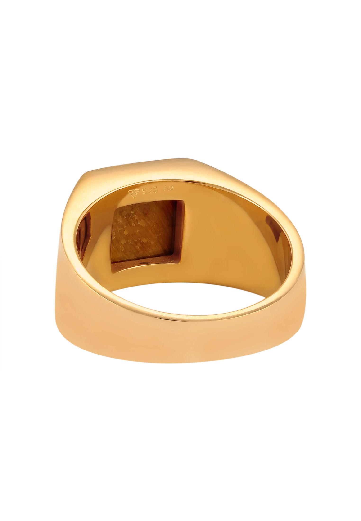 Kuzzoi Anello con sigillo da uomo in argento sterling 925 placcato oro, anello in argento sterling con occhio di tigre, per uomini, misura 60-66, 060332725