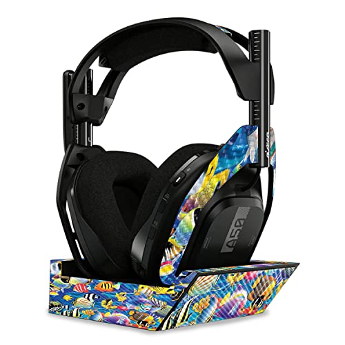 Image of MightySkins Carbon Fiber Skin Compatible with Astro A50 Wireless Headphones + Base Station (Gen 4) - Tropical Fish | Protective, Durable Textured Carbon Fiber Finish | Easy to Apply | Made in The USA