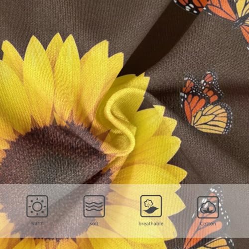 Toddler Panties, Yellow Sunflowers Butterflies Brown Cotton Girls Underwear, 2T–8 Years3