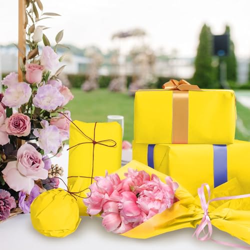 Image of 120 Sheets 20 inchX14 inch Yellow Tissue Paper for Gift Bags Wrapping, Art Tissue Paper Bulk for Weddings Birthday Party Crafts Decoration
