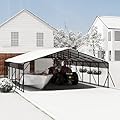 20' x 30' Heavy Duty Metal Carport With Galvanized Steel Roof, Metal Roof Carport With Enhanced Base, Tall MetalCarport Kits Garage for Tractors, Pickup, Boat, Car