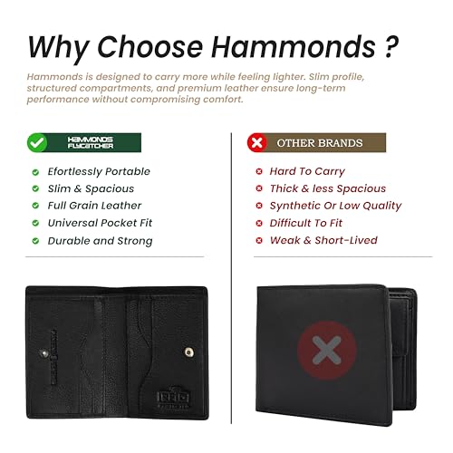 Image of HAMMONDS FLYCATCHER Genuine Leather Card Holder for Men and Women Slim RFID Blocking Bifold with 6 Card Slots Cash Compartment Compact Credit Debit Card Case Minimalist Pocket Organizer