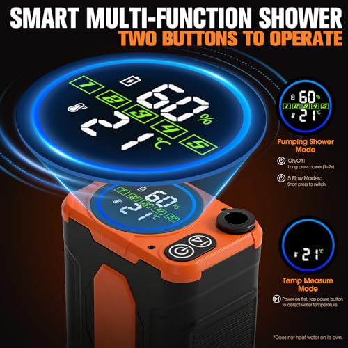 Ducha portátil para camping LanBlu 10000mAh con bandeja portátil miniatura 3