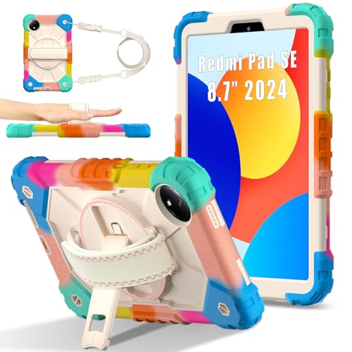 Bandoulière pour tablette Redmi Pad SE 8.7 2024 coque silicone antichoc bleu en voyage