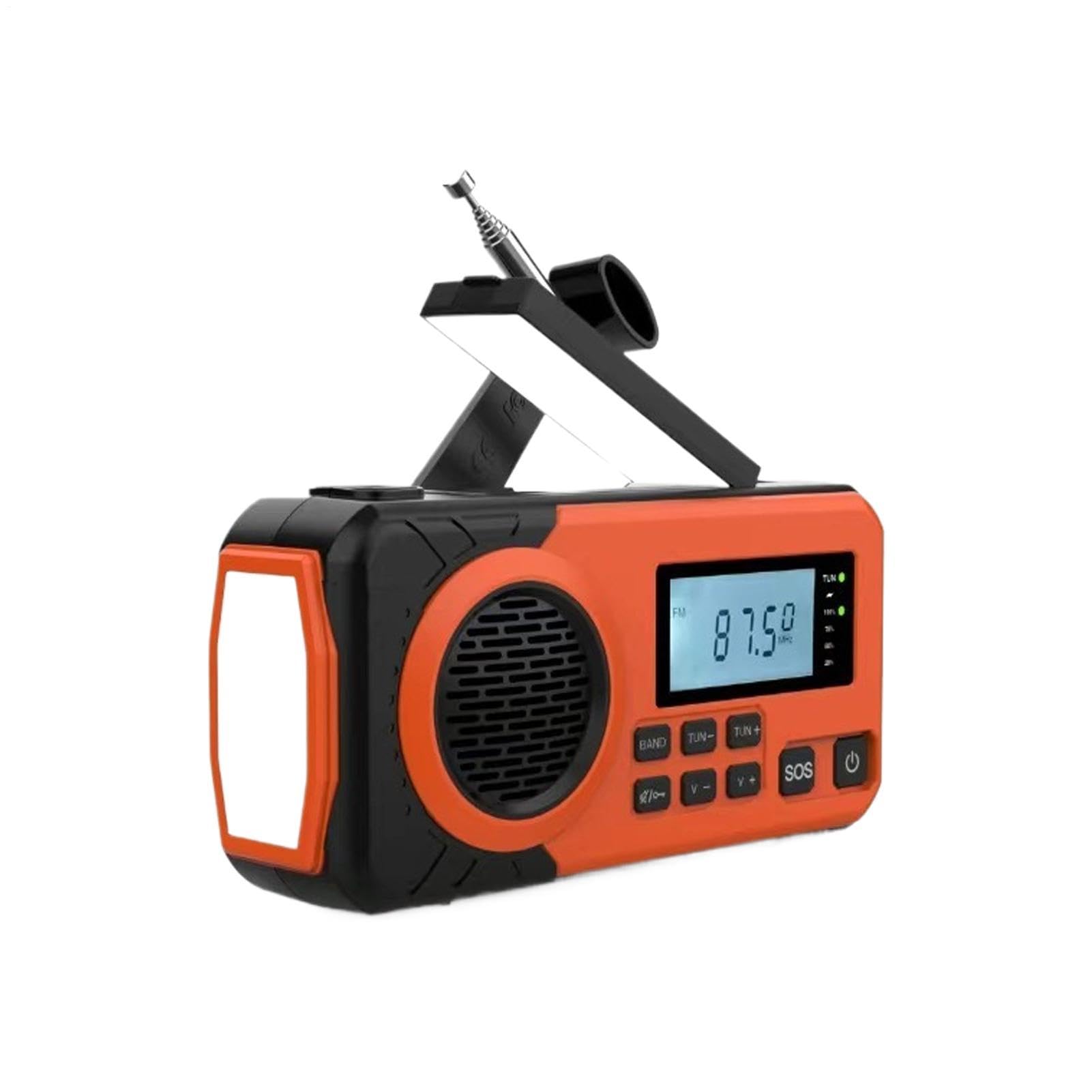 Radio con Energía Solar Manivela Impermeable | Radio Portátil AM FM Para Mujeres Campistas Pescadores Viajeros Excursionistas Marino Y Náutico Campamento Tormenta Invernal