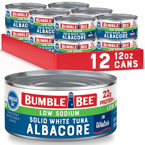 Bumble Bee Low Sodium Solid White Albacore Tuna, 12 oz (Pack of 12)