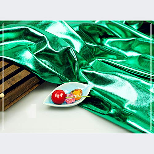 SQINAA Tissu Métallique Bronzant Bronzant Bronzant Miroir Foil High Stretch Costumes Superbe Couture D'affichage D'affichage 150X100cm,Vert Cover
