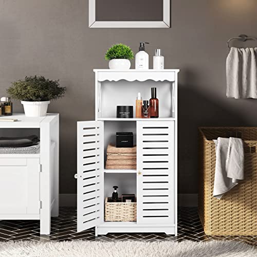 Waterproof Bathroom Storage Cabinets,White Floor Free Standing Cabinet,Storage Furniture for Bedroom Kitchen Hallway,Cupboard Unit with Daily use Layer,75x24x34cm - Image 3