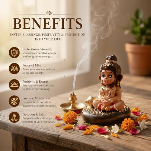 Image of ZAICUS Baby Hanuman Idol for Home Decor | Cute Bal Hanuman Statue for Car Dashboard, Home Temple, Office Desk & Spiritual Gift Item