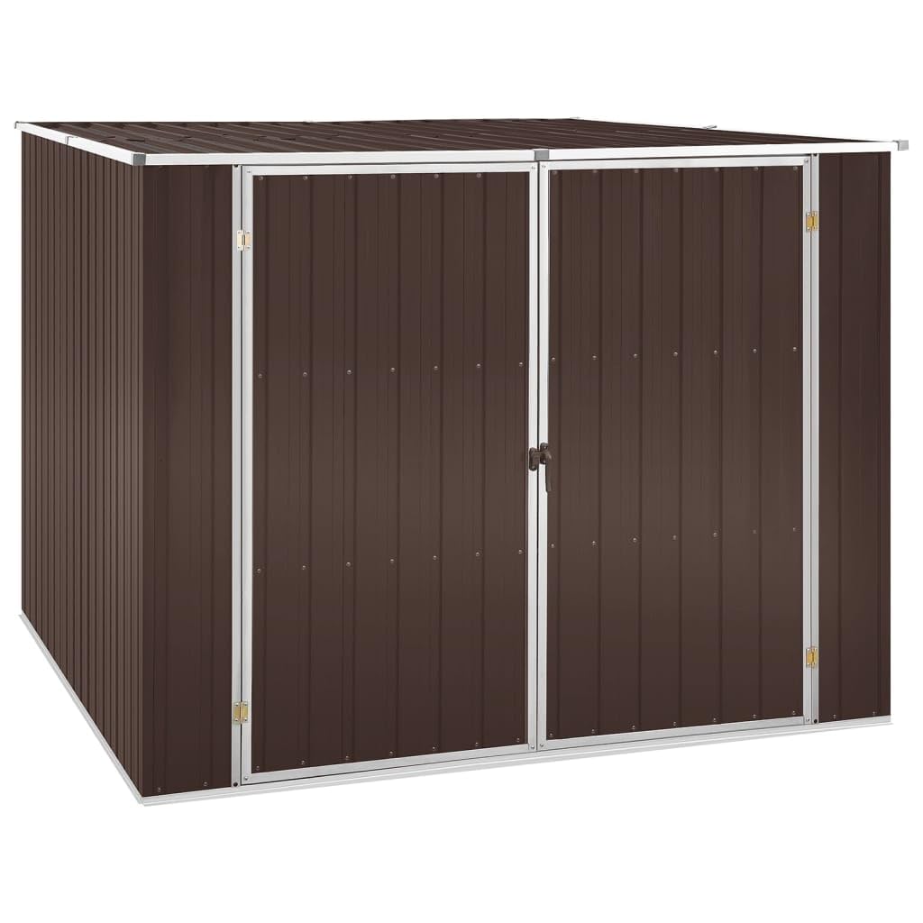 vidaXL Cobertizo de Jardín Paito Casata Casetilla Almacenamiento de Herramienta Almacenaje Exterior Acero Galvanizado Marrón 195x198x159 cm