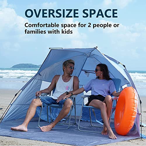 KingCamp Beach Tent Pop Up Shade, 10s Easy Set Up Portable Beach Canopy Tent Sun Shelter for 3-4 Person, Lightweight Instant Tent with Extendable Floor Beach Outdoor Camping Picnic - image 5