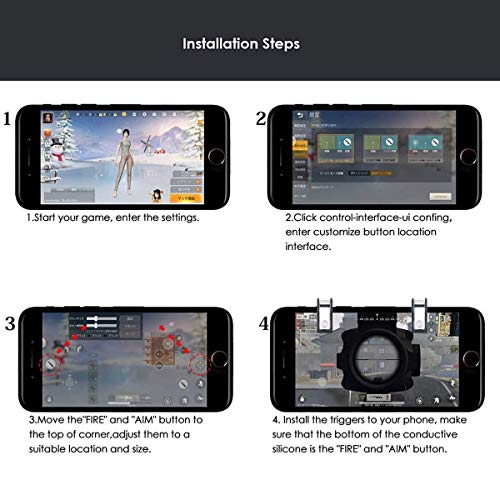 Newseego Mobile Game Controllers, Phone Triggers For Mobile Phone, Shooter Sensitive Controller Joysticks Aim & Fire Trigger Keys For Knives Out/Rules Of Survival (1 Pair Mobile Triggers)-Black #TOP6