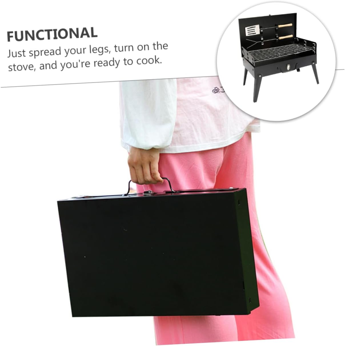 BESPORTBLE Portable Bbq Grill Accessories Outdoor Bbq Stove Folding Barbecue Stove Hibachi Grill for Camping Stable Foot Design
