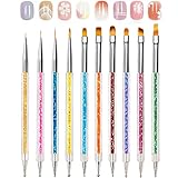 10PCS Double Ended Professional Nail Art Brushes Set, Builder Gel Brush, Nail Polish Nail Art Design