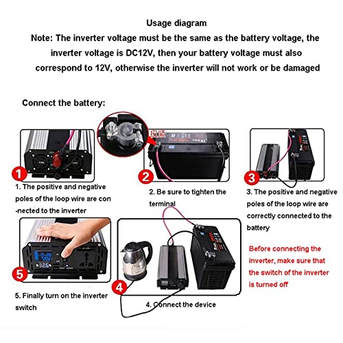 Convertisseur 12V 220V 5000W avec écran LCD et onde sinusoïdale pure - 3